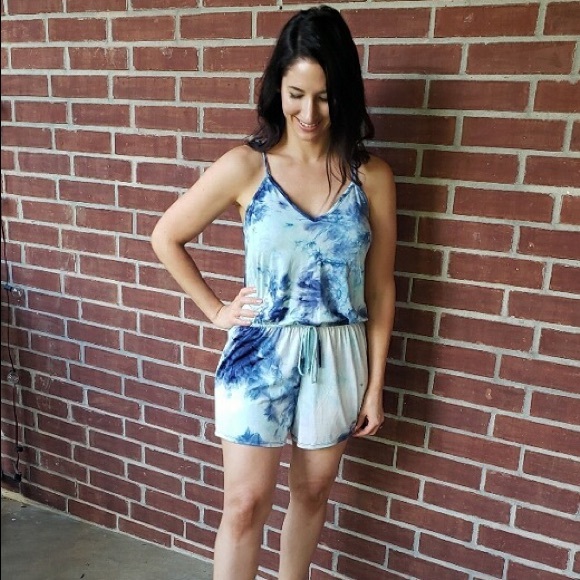 Blue Tie Dye Romper - Picture 2 of 2